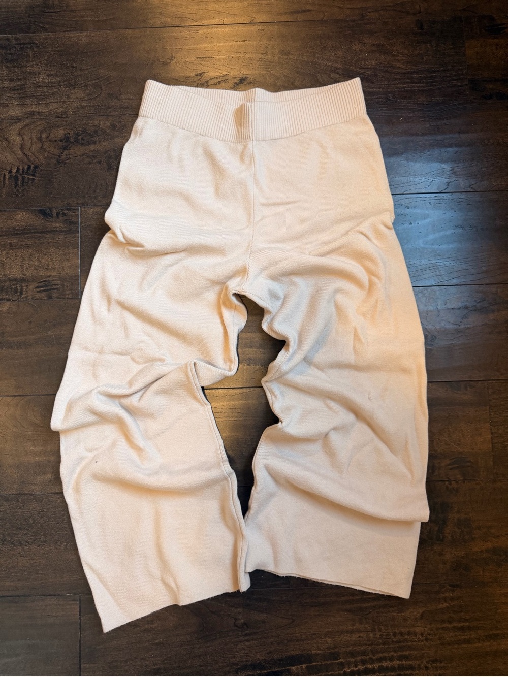 Sioni Cream Ribbed Waist Knit Kids Jogger Pants